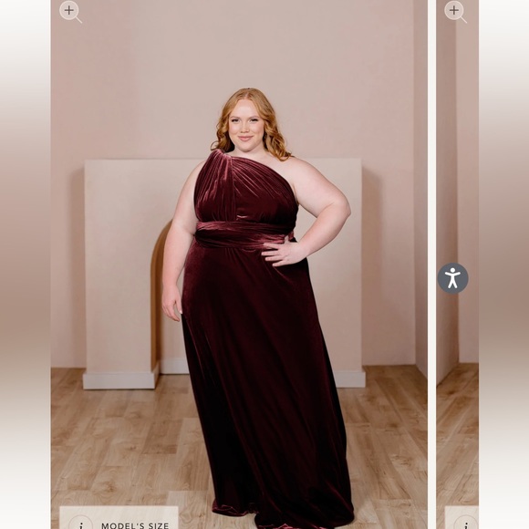 Revelry size Medium Tall Micah Convertible Burgundy Velvet Dress / Bridesmaid - Picture 2 of 4
